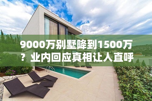 9000万别墅降到1500万？业内回应真相让人直呼“离谱”！